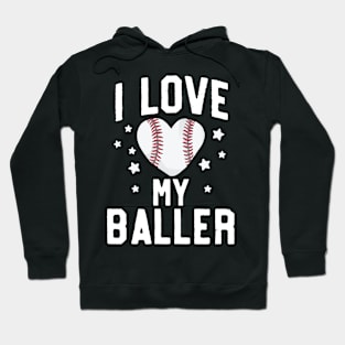 Mom Baseball Shirt I Love My Baller Softball Son Daughter Hoodie